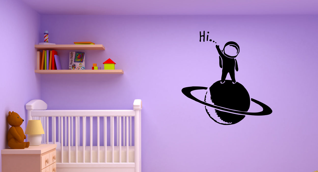 Wall Decal Astronaut Planet Universe Hi Space Universe Vinyl Sticker (ed1502)