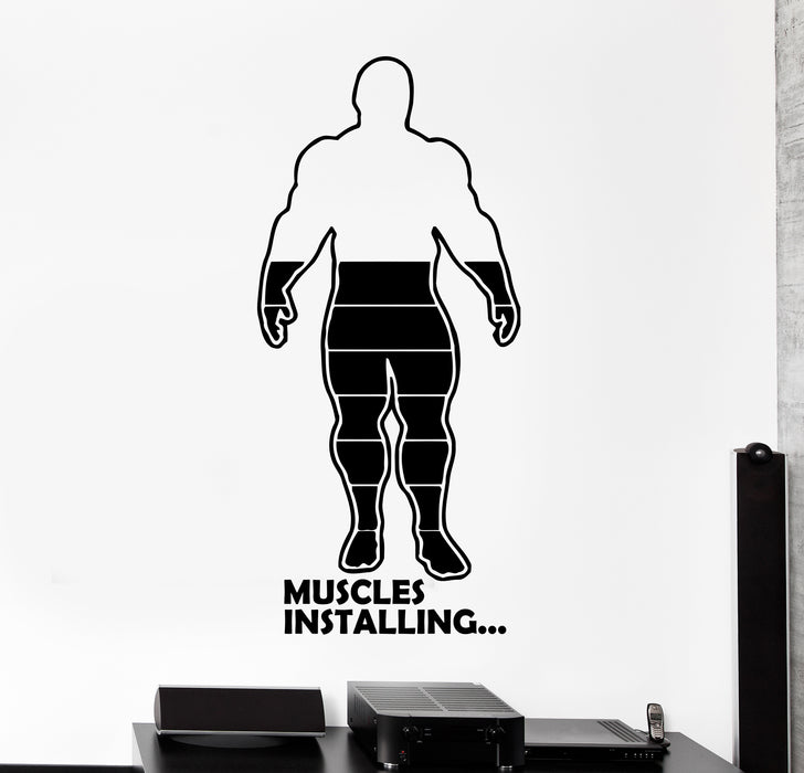 Wall Decal Silhouette Bodybuilding Sport Muscles Installing Gym Vinyl Sticker (ed1508)