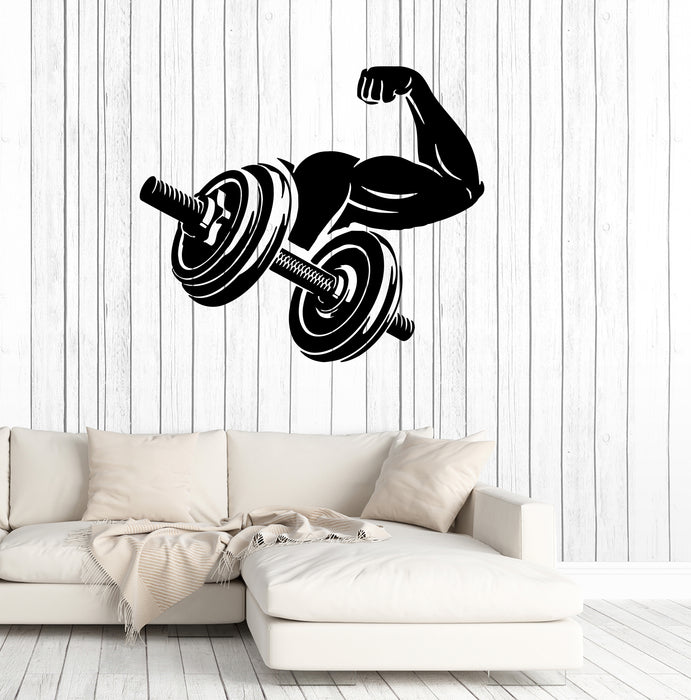 Wall Decal Fitness Sport Gym Muscles Arm Dumbbell Vinyl Sticker (ed1510)