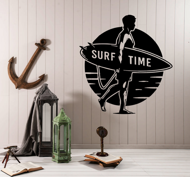 Wall Decal Surf Time Sport Surfing Beach Sun Sea Ocean Vinyl Sticker (ed1515)