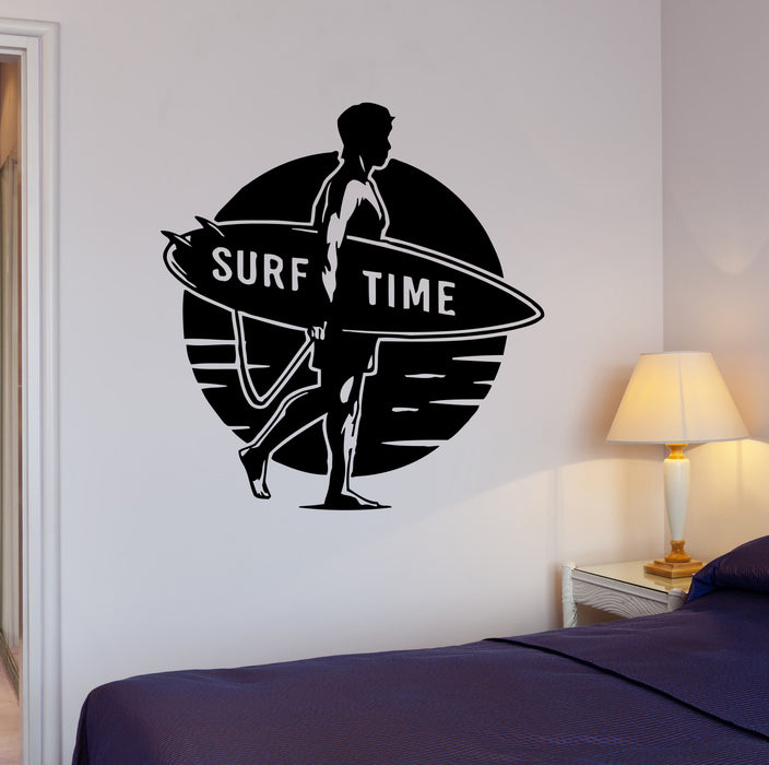 Wall Decal Surf Time Sport Surfing Beach Sun Sea Ocean Vinyl Sticker (ed1515)