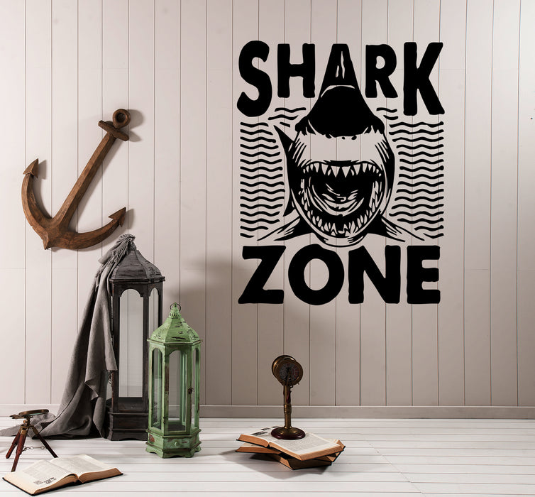 Wall Decal Shark Zone Fish Predator Monster Ocean Animal Words Vinyl Sticker (ed1516)