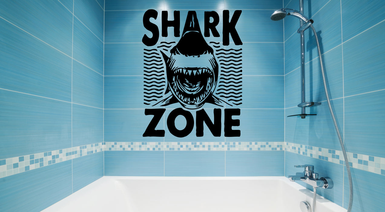Wall Decal Shark Zone Fish Predator Monster Ocean Animal Words Vinyl Sticker (ed1516)
