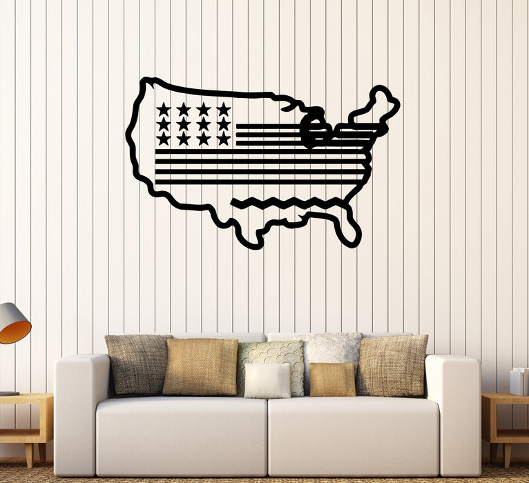 Wall Decal America USA Map Flag Nation Country Vinyl Sticker (ed1592)