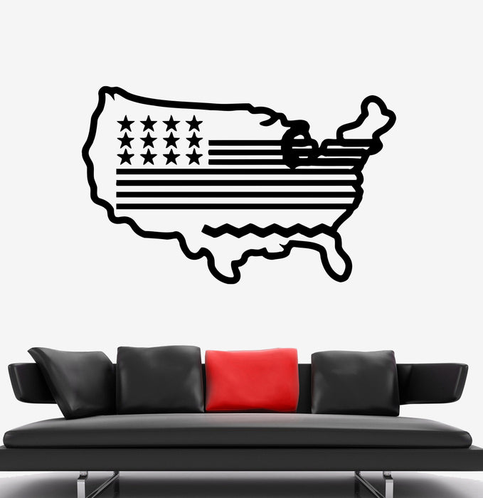 Wall Decal America USA Map Flag Nation Country Vinyl Sticker (ed1592)