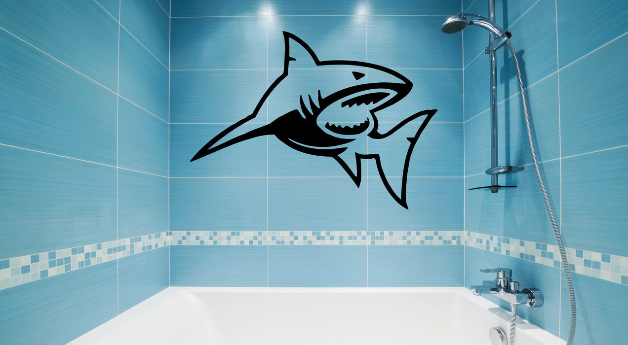 Wall Decal Shark Fish Animal Sea Ocean Bath Decor Vinyl Sticker (ed1595)