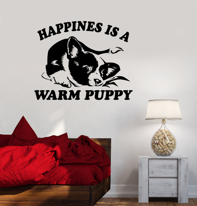 Wall Decal Pet Dog Cute Puppy Words Phrase Happiness Vinyl Sticker (ed1599)