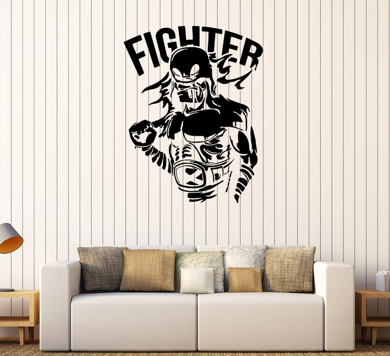 Wall Decal Fighter Warrior Boxing Sport MMA Fitness Word Vinyl Sticker (ed1611)