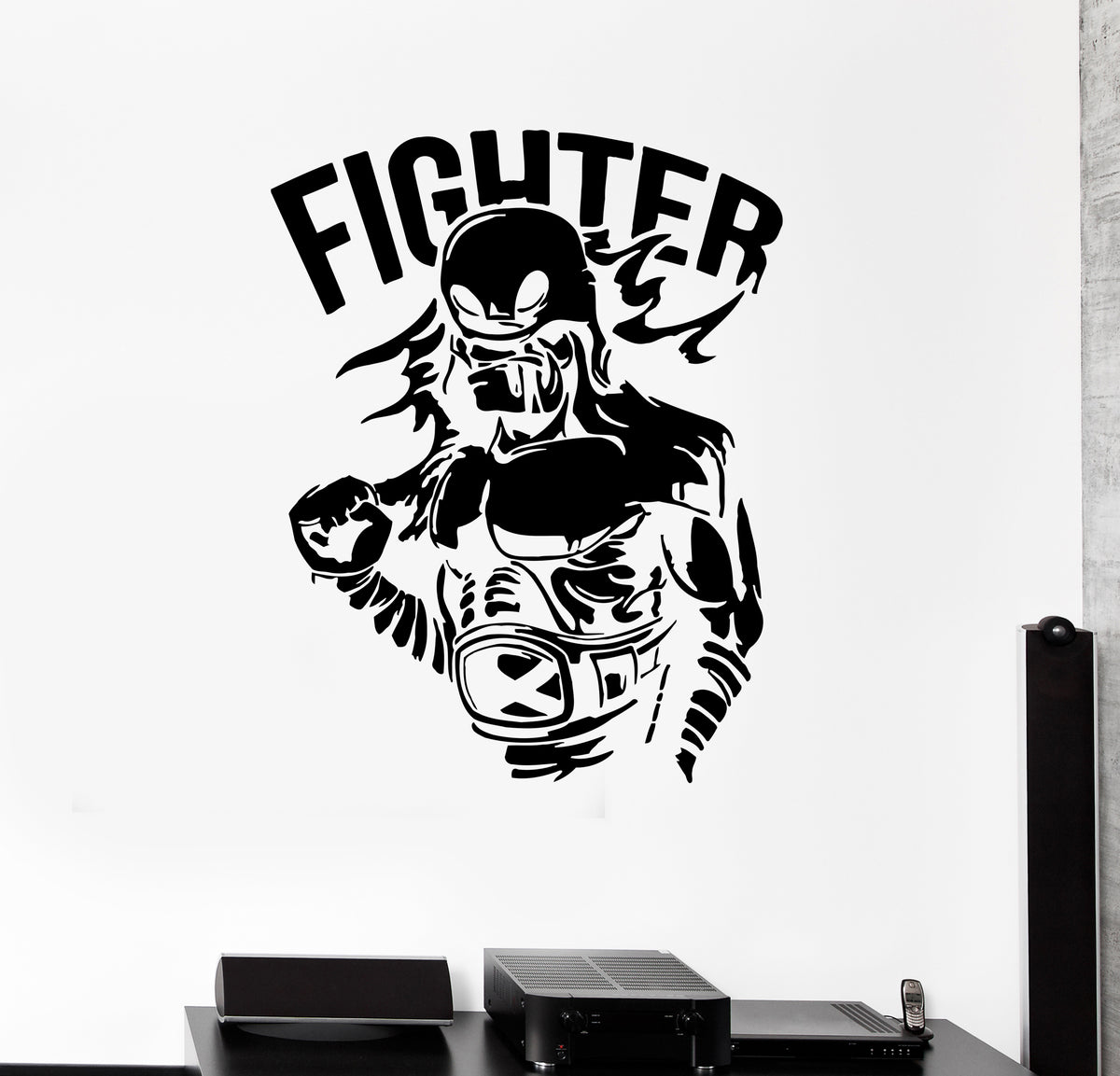 Fight Line Sticker Wall Decal Fighter Warrior Boxing Sport MMA Fitness Word Vinyl Sticker ...