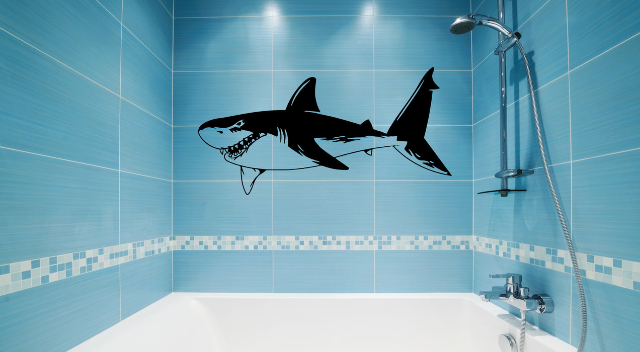 Wall Decal Shark Fish Sea Ocean Bath Decor Quote Vinyl Sticker (ed1623)