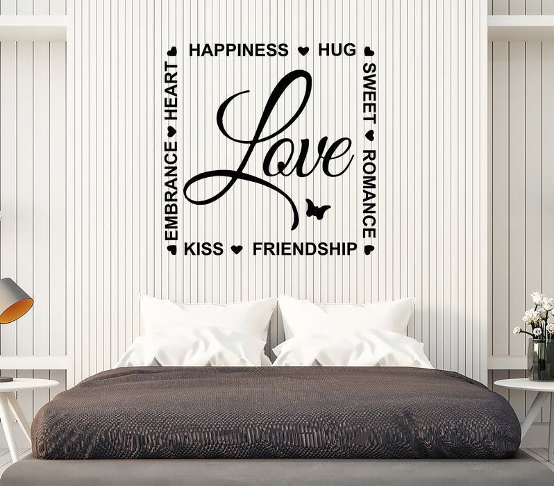 Wall Decal Words Love Romance Happiness Inscription Quote Vinyl Sticker (ed1624)