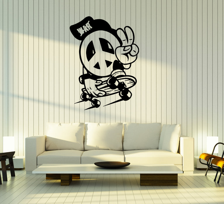 Wall Decal Skateboard Peace Sign Sport Skate Youth Vinyl Sticker (ed1631)