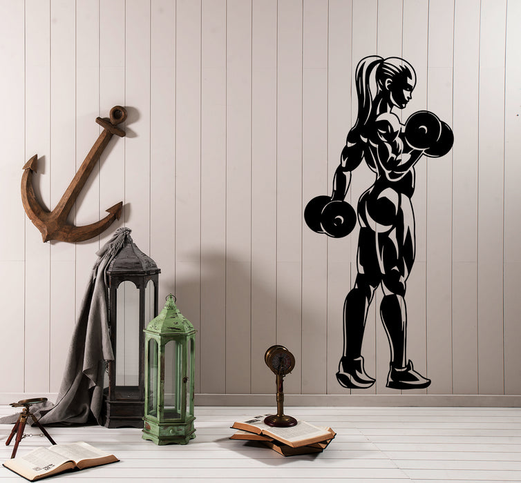 Wall Decal Sport Fitness Gym Bodybuilding Sexy Girl Vinyl Sticker (ed1642)