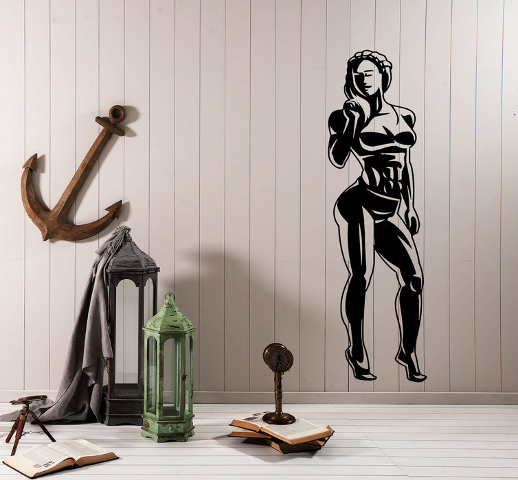Wall Decal Sport Fitness Gym Bodybuilding Girl Beauty Vinyl Sticker (ed1643)
