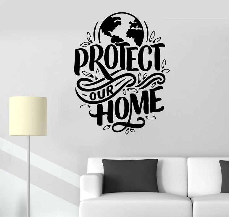 Autocollant mural en vinyle avec inscription « Protégez notre maison » - Terre, nature, environnement (ed1681)