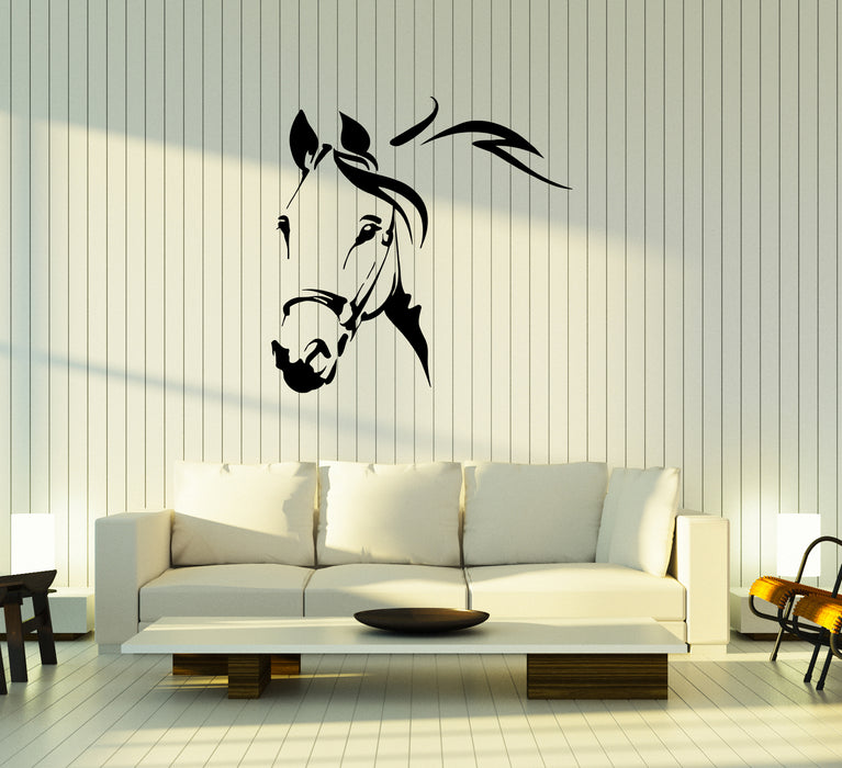 Wall Decal Animal Horse Silhouette Mane Pony Head Vinyl Sticker (ed1687)