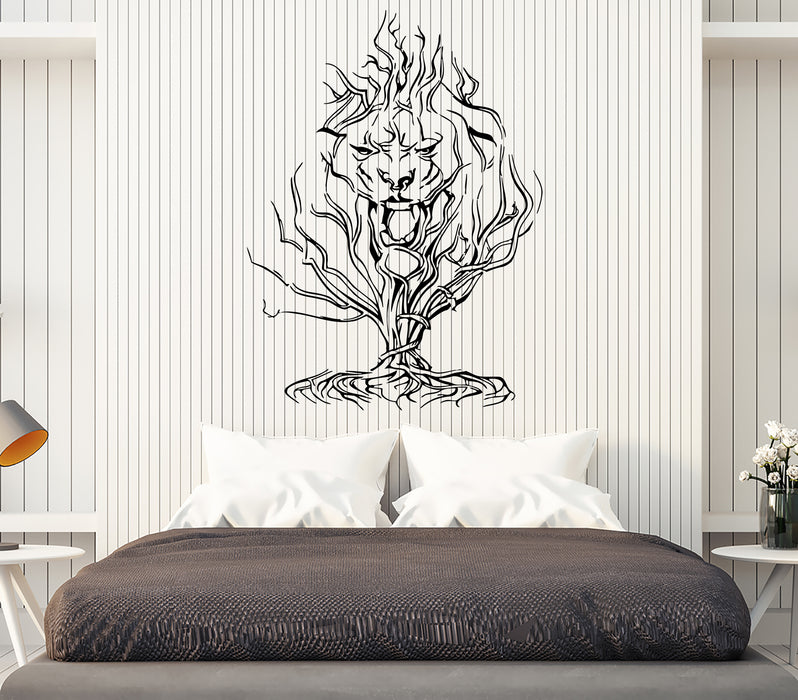 Wall Decal Tree Head Animal Lion Mane Abstract Tiger Vinyl Sticker (ed1690)