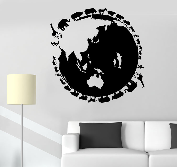 Wall Decal Planet Earth World Animals Nature Fish Vinyl Sticker (ed1702)
