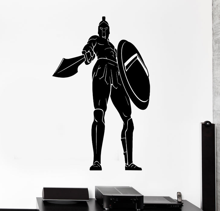 Wall Decal Spartan Warrior Sword Attack Knight Shield Army Vinyl Sticker (ed1710)