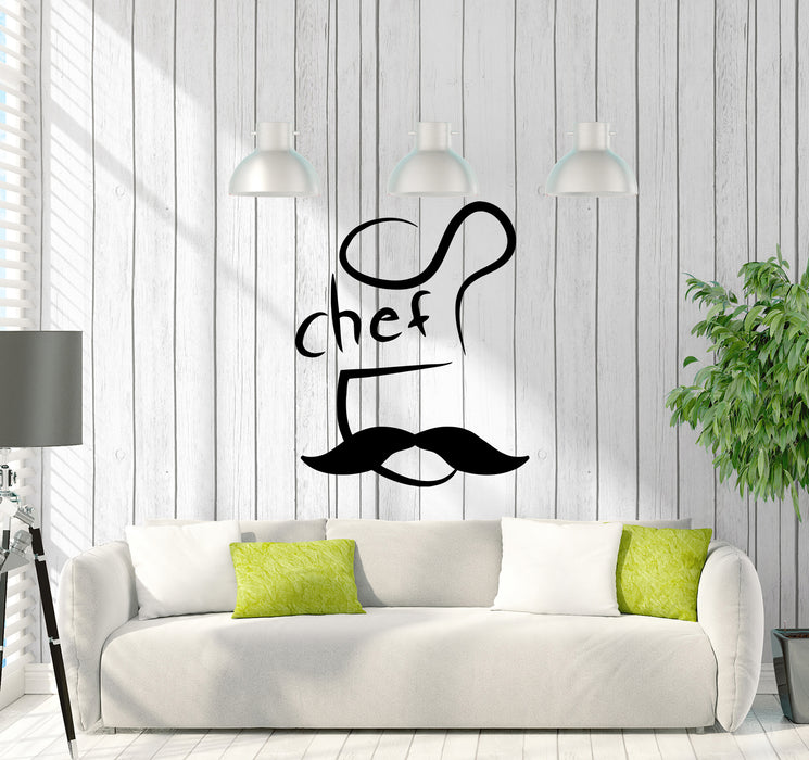 Наклейка на стену Шеф-повар Кухня Ресторан Кафе Усы Слово Виниловая наклейка (ed1712)