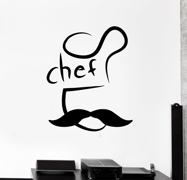 Наклейка на стену Шеф-повар Кухня Ресторан Кафе Усы Слово Виниловая наклейка (ed1712)