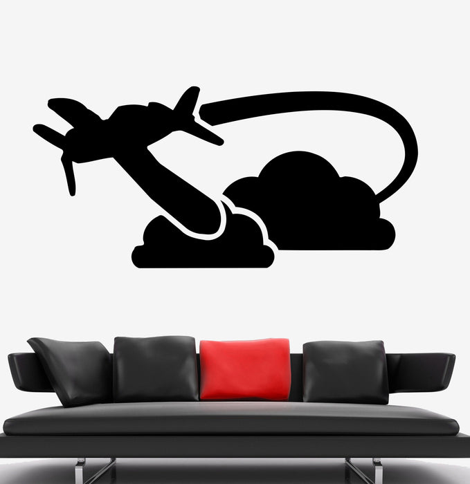 Wall Decal Airplane Clouds Flying Pilotage Travel Vinyl Sticker (ed1725)