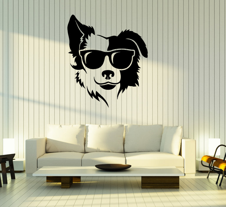 Wall Decal Cool Dog Pet Sunglasses Animal Head Vinyl Sticker (ed1728)