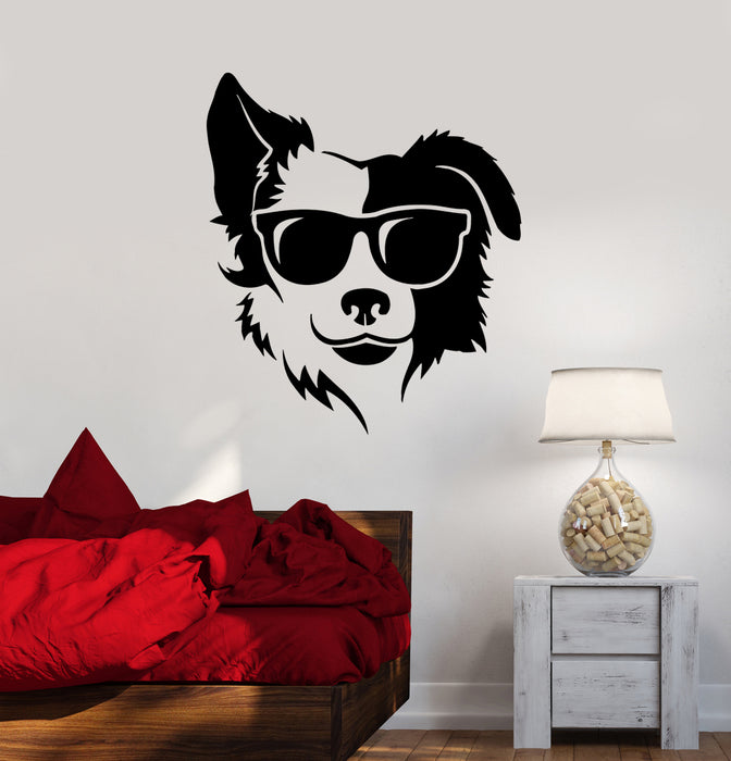 Wall Decal Cool Dog Pet Sunglasses Animal Head Vinyl Sticker (ed1728)