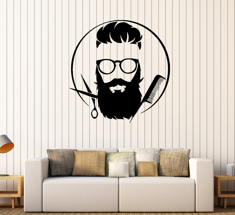 Wall Decal Men's Barber Beard Haircut Hairstyle Style Fashion Vinyl Sticker (ed1729)