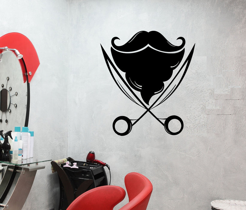 Wall Decal Barber Beauty Salon Haircut Men Beard Fashion Vinyl Sticker (ed1731)