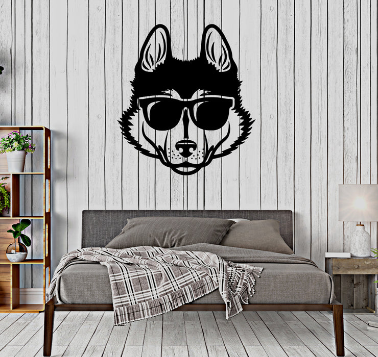 Wall Decal Dog Pet Head Cool Sunglasses Animal Vinyl Sticker (ed1734)