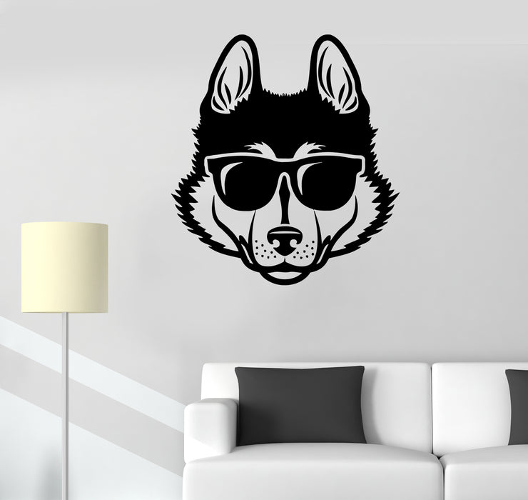 Wall Decal Dog Pet Head Cool Sunglasses Animal Vinyl Sticker (ed1734)
