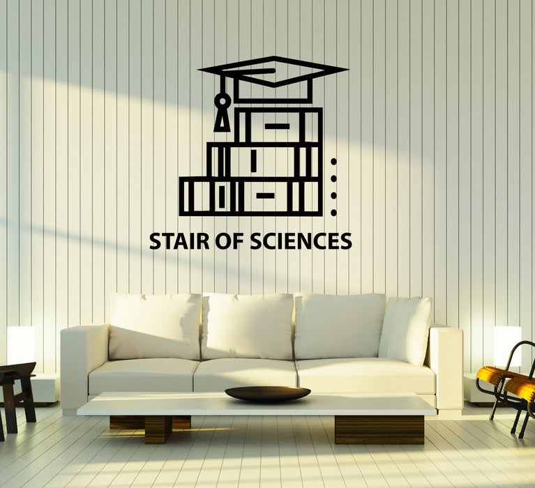 Wall Decal Books Stair Of Sciences Education Studying Vinyl Sticker (ed1735)
