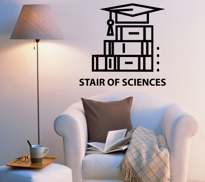 Wall Decal Books Stair Of Sciences Education Studying Vinyl Sticker (ed1735)