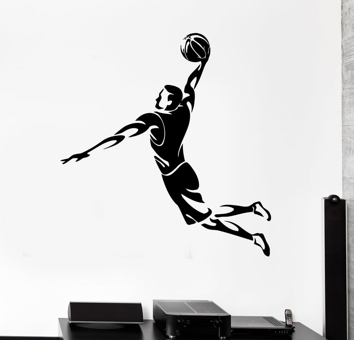 Wall Decal Basketball Player Sports Game Jump Vinyl Sticker (ed1742)