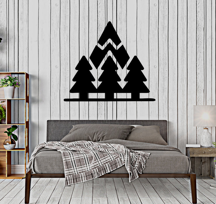 Wall Decal Forest Pine Trees Mountain Nature Vinyl Sticker (ed1761)