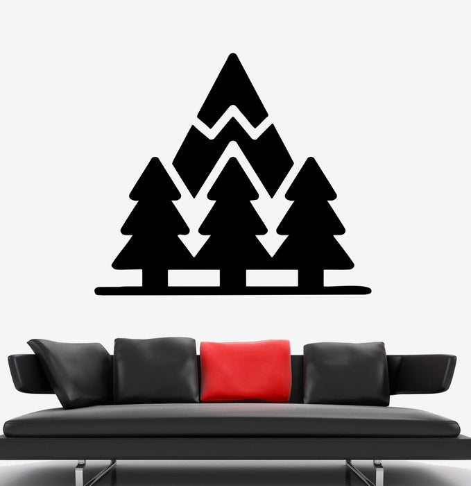 Wall Decal Forest Pine Trees Mountain Nature Vinyl Sticker (ed1761)