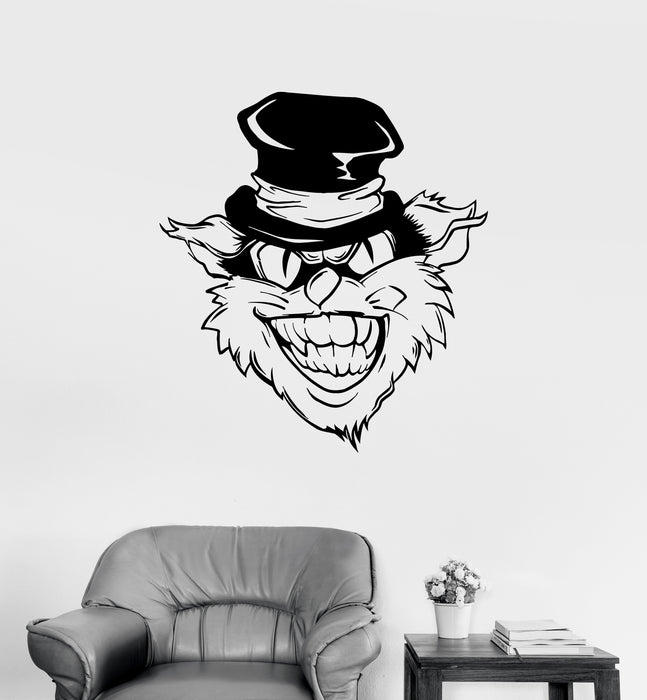 Wall Decal Angry Cat Crazy Pet Animal Head Vinyl Sticker (ed1767)