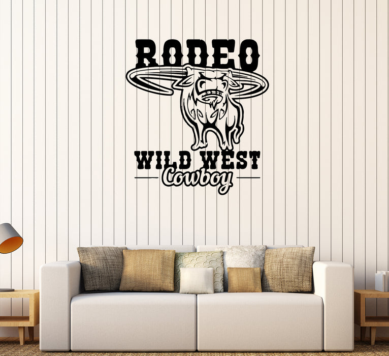 Wall Decal Rodeo Bull Wild West Cowboy Animal Vinyl Sticker (ed1774)
