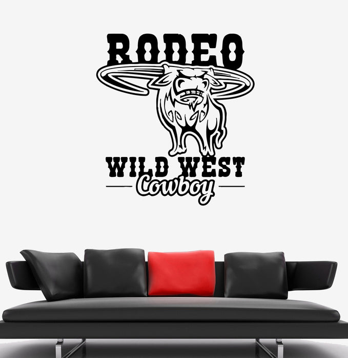 Wall Decal Rodeo Bull Wild West Cowboy Animal Vinyl Sticker (ed1774)