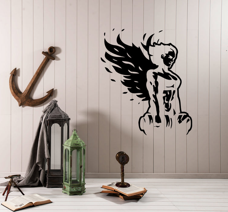 Wall Decal Girl Bodybuilder Wings Angel Gym Vinyl Sticker (ed1778)