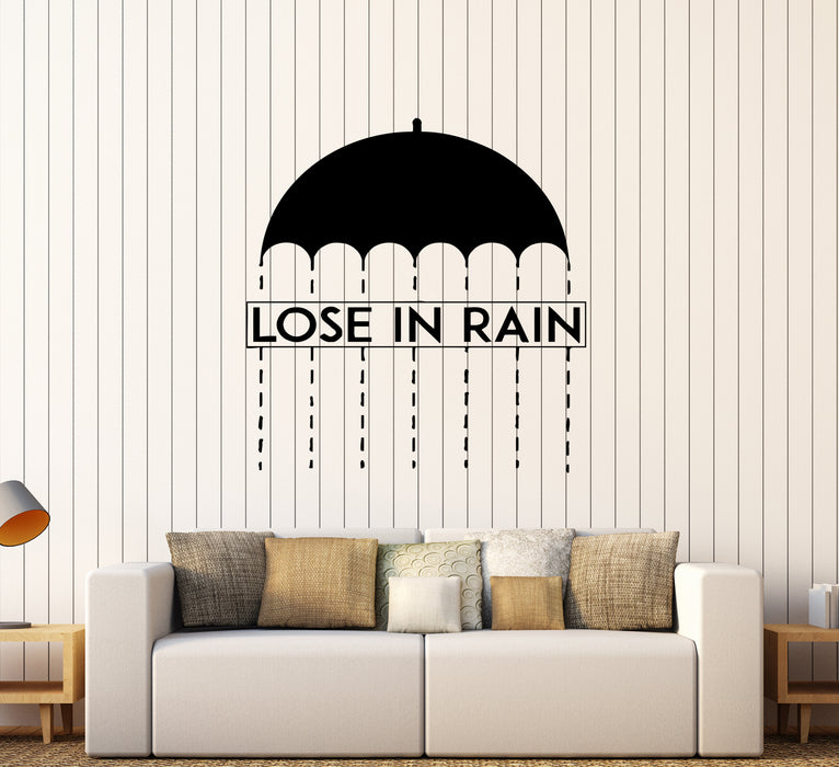 Wall Decal Umbrella Words Lettering Lose In Rain Vinyl Sticker (ed1785)