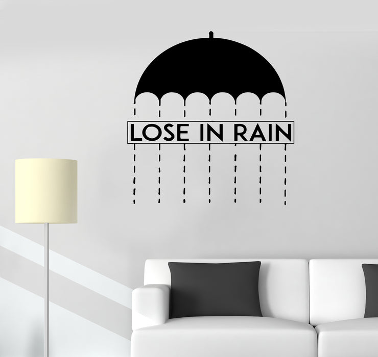 Wall Decal Umbrella Words Lettering Lose In Rain Vinyl Sticker (ed1785)