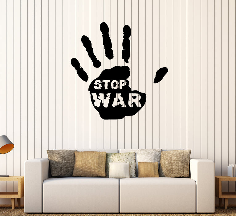 Wall Decal Stop War Handprint Words Peace Vinyl Sticker (ed1788)