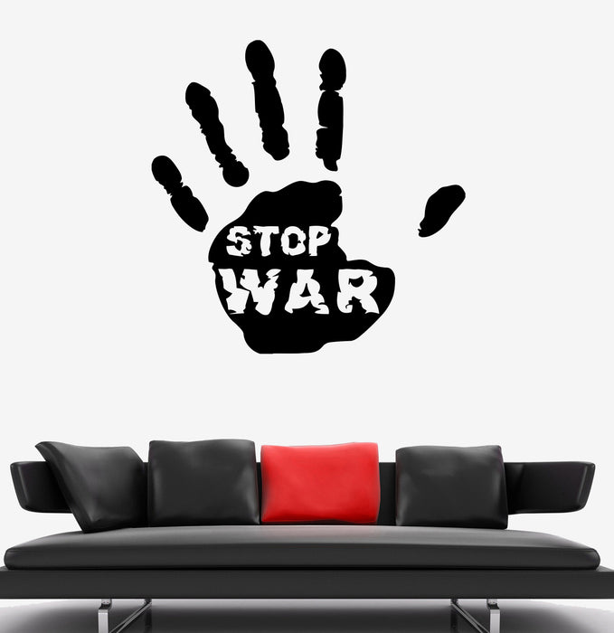 Wall Decal Stop War Handprint Words Peace Vinyl Sticker (ed1788)