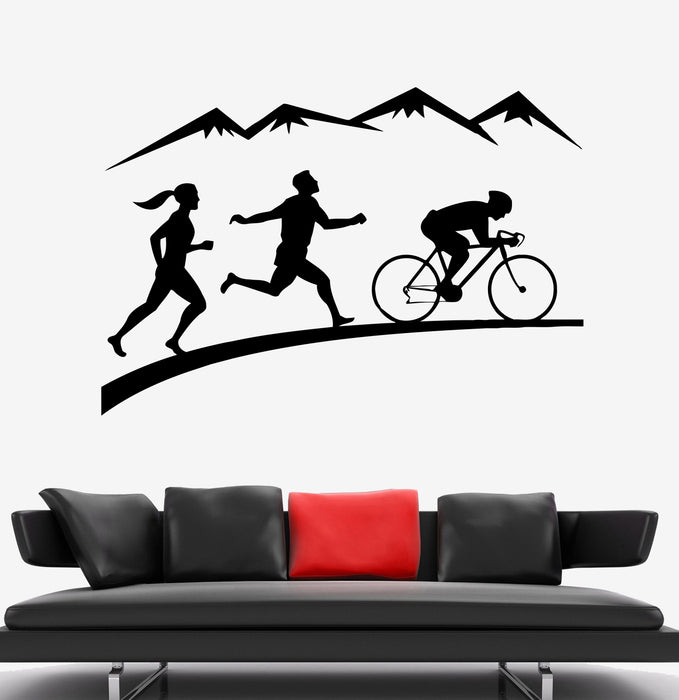 Wall Decal Sport Running Cycling Hiking Mountains Vinyl Sticker (ed1790)