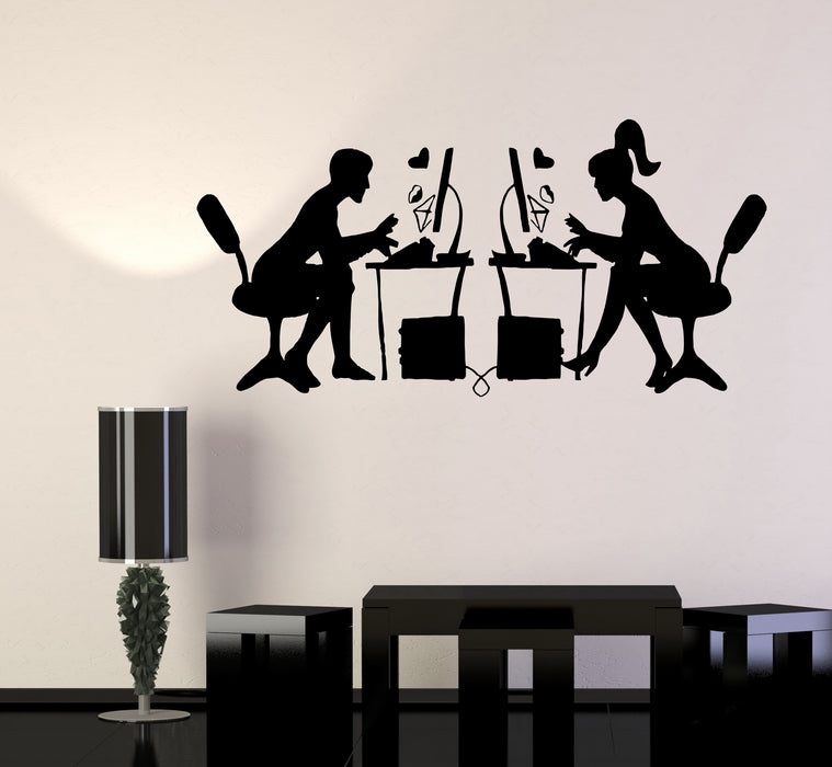 Wall Decal Couple Love Romance Chat Social Network Computer Vinyl Sticker (ed1791)