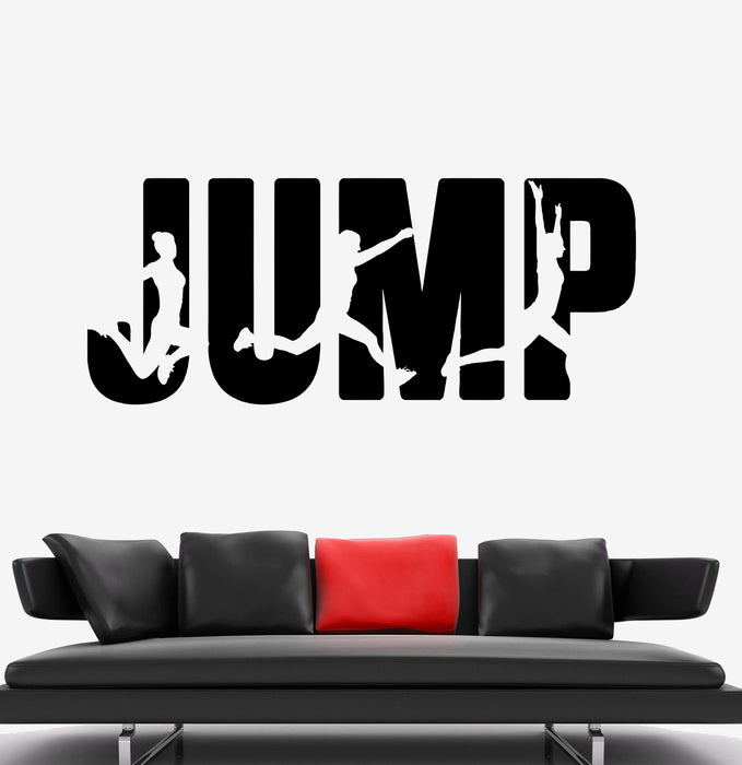 Wall Decal Sport Jump Word Extreme Fitness Silhouettes Vinyl Sticker (ed1792)