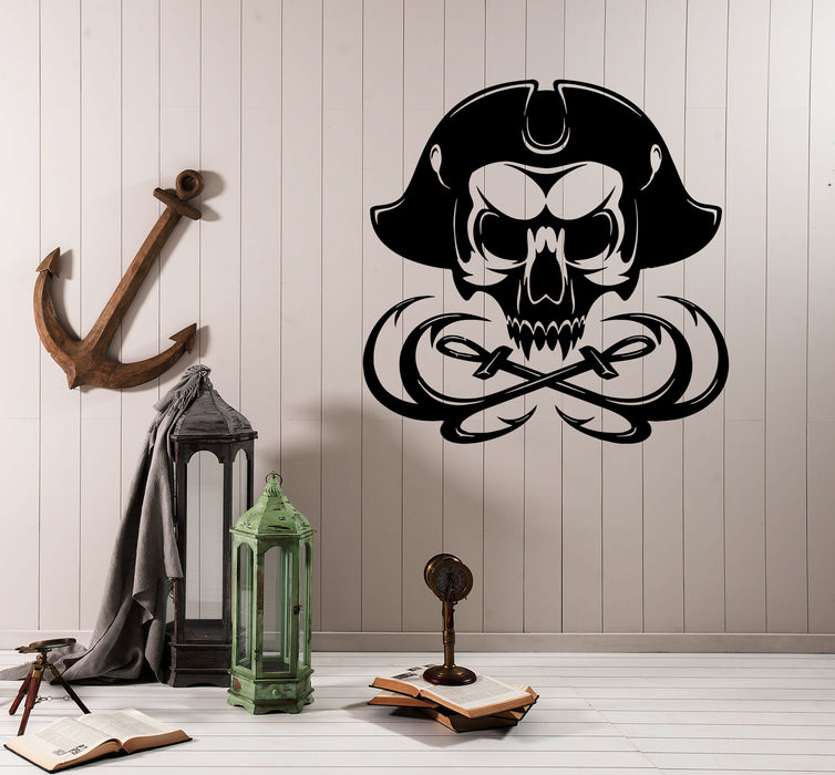 Wall Decal Skull Sailor Captain Skeleton Sea Ocean Dead Vinyl Sticker (ed1806)