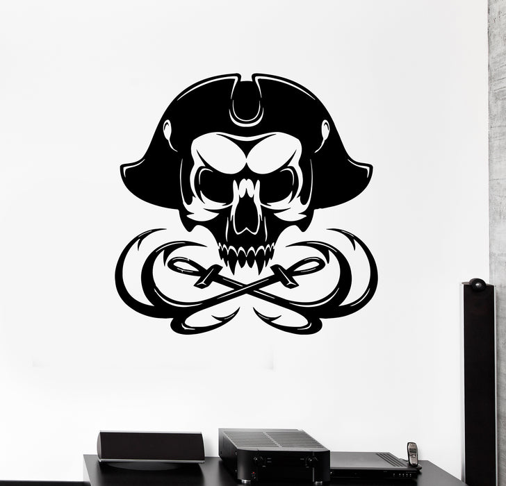Wall Decal Skull Sailor Captain Skeleton Sea Ocean Dead Vinyl Sticker (ed1806)